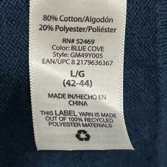 George V-Neck Pullover Sweater Blue Cove Sz Large Cotton Blend Knit Preppy - Picture 6 of 10